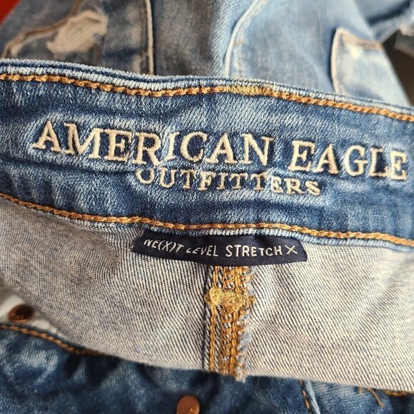 American Eagle Next Level Stretch Distressed Denim Skirt Y2K - Picture 7 of 8